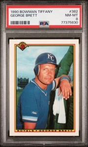 1990 Bowman Tiffany George Brett #382 Graded PSA 8 Kansas City Royals HOF - Picture 1 of 2