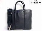 Coach Men'S Leather 2Way Shoulder Bag Business Tote Out Of Stock Model Black
