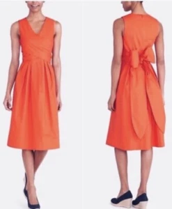 J by J Crew Wrap Front Tie Dress Orange Sz 6 Women’s L2373 NEW $118 - Picture 1 of 9