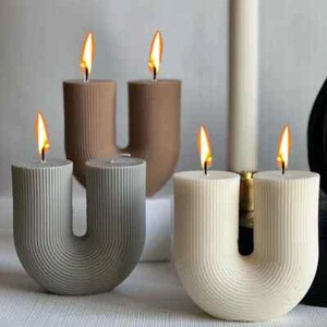 Molde de silicona para velas en forma de U hágalo usted mismo arco a rayas perfumado para hacer velas molde de cera... - Imagen 1 de 11