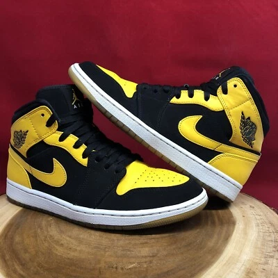 NIKE AIR JORDAN I RETRO 1 MID OG NEW LOVE BLACK MAIZE YELLOW 554724-035 SZ 9.5 - Image 1 of 4