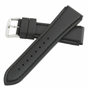 Hadley-Roma MS3445 Black Silicone Rubber Stitched Dive Watch Band Strap. 20 mm
