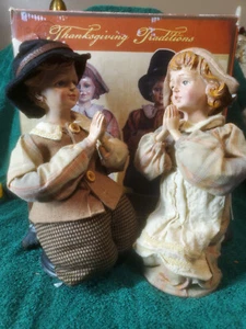 Cracker Barrel Family Tradition Thanksgiving Pilgrim Couple Decor 10" Fall - Picture 1 of 10