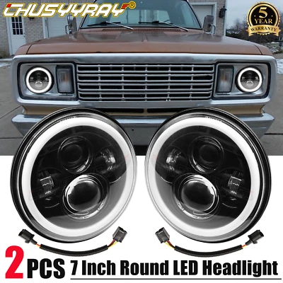 7inch Round LED Headlight Hi-Lo Beam DRL Fit for Dodge W100 W200 W300 Pickup - Image 1 of 4
