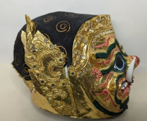 Seltsame Vintage handgefertigte Thailand Tribal Wandmaske - Bild 1 von 10
