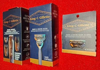 Лот борода триммер бритья и края бритвы с 6 лезвий King C. Gillette новый беспроводной - Изображение 1 из 4