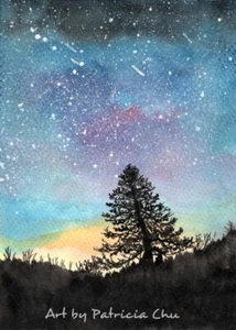 " Starry Sky " 5x7 Limited Edition Print Landscape Art by Patricia - Foto 1 di 1