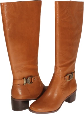 Bota de montar Nine West Joetta para mujer cuero natural oscuro talla 9,5 M EE. UU. Foto 1 de 3