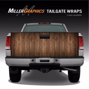 Distressed Wood Planks Dark Brown Vintage Truck Tailgate Wrap Graphic Decal - Picture 1 of 1