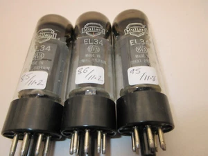 EL34 Mullard Valves Close Matched Trio Used (13B8) - Picture 1 of 5
