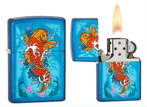 ZIPPO KOI FISH Blue CERULEAN  Discontinued Color Lighter Good Luck Zippo Lucky  - Picture 1 of 8