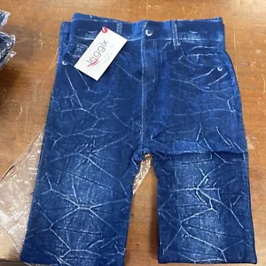 Leggix Leggings/jeggings Denim Look Faux Stretch One Size NWT Blue - Picture 1 of 9