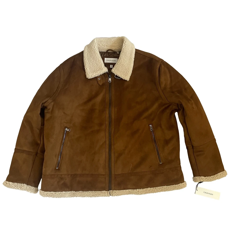Calvin Klein Men's Classic Faux Shearling B-3 Bomber Jacket XXL Large Fall Coat - Image 1 of 4