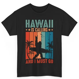 Sasquatch Hawaii Is Calling And I Must Go Hawaii Beach Vacation Cotton T-Shirt - Picture 1 of 3
