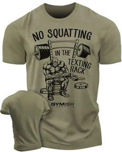 069. No Squatting Funny Workout Gym T-Shirt for Men - Picture 1 of 47