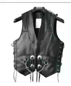 Chaleco de cuero para club de motocicleta para hombre brazos de transporte ocultos espalda lisa - Imagen 1 de 5