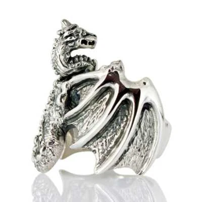 Anello drago cavaliere in argento sterling - Immagine 1 di 4