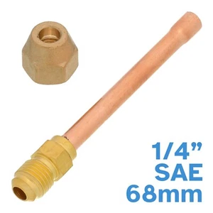 1/4" SAE Access Valve Fitting w/ Nut 45 Degree Flare Connector Copper Tube Pipe - Bild 1 von 6