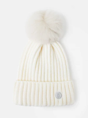 Sombrero para mujer Bogner Ranya mezcla de lana virgen con pompón de piel real - blanco roto - NUEVO Foto 1 de 4