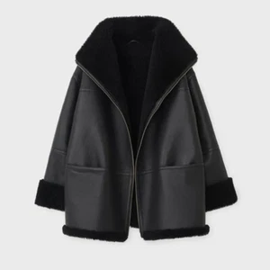 Women's Bomber Black B3 Aviator Flying Fur Leather Jacket Coat - Picture 1 of 10