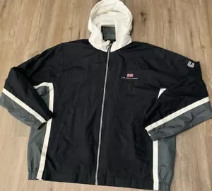 Vintage U.S. Polo Assn Jacket Windbreaker mesh Lined Men’s Sz XL Black Gray Hood - Picture 1 of 5