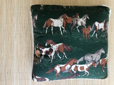 Vintage Style CRANSTON Print Horses 12 X 12 Square Decorative Throw Pillow - Image 1 of 4