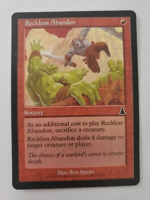 MTG Magic The Gathering Card Reckless Abandon Sorcery Red Urza's Destiny 1999 - Image 1 of 2