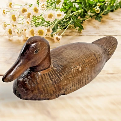 Señuelo de madera vintage/antiguo pato caza flotador 15" bien usado estanque lago decoración Foto 1 de 4