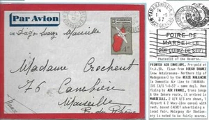 MADAGASKAR, 1937 POST STATIONÄR NACH FRANKREICH GEFLOGEN, SELTEN - Bild 1 von 1