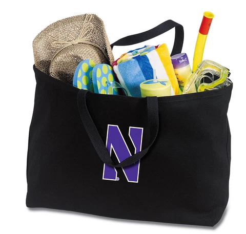 Northwestern Large Tote Bag NU WILDCAT Grocery Shopper Bags Beach Shopping Totes Cover