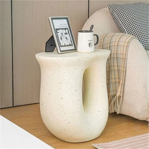 Kunst Beistelltisch Modern U-Form Kaffeetisch Beton Dekotisch Beige Nachttisch - Bild 1 von 11