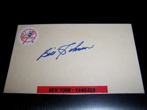 Tarjeta indexada autografiada por Bill Johnson NY Yankees Inf con autenticación de pase - Imagen 1 de 1