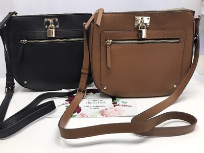 💯Hilary Radley Maya Crossbody Purse Double Zip Closure Black OR Brown /Gold $89 - Image 1 of 4