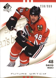 2007-08 SP Authentic Chicago Blackhawks Hockey Card #169 David Koci Rookie /999