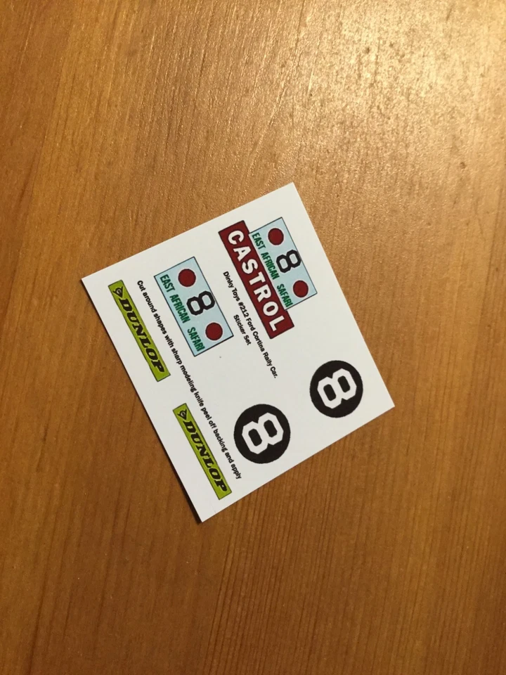 Dinky Toys# 212 Ford Cortina MK1 Rally reproduction paper sticker set - Image 1 of 1