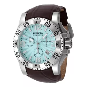 Orologio Invicta Uomo Reserve EXCURSION Cronografo Svizzero QUADRANTE TURCHESE Pelle SS - Foto 1 di 4
