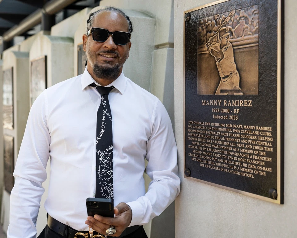 Foto de béisbol Manny Ramírez placa de los Indios Medias Rojas 8x10 MLB Foto 1 de 1
