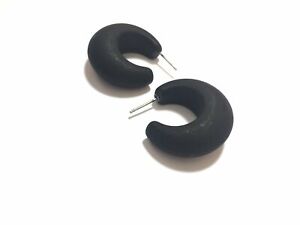 Black Matte Chunky Snail Shell Hoop Earrings