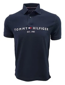 Tommy Hilfiger Mens Embroidered Graphic Logo Mesh Polo Shirt (Medium, Navy (est - Picture 1 of 3