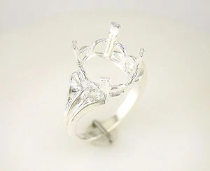 Oval Regalle Solitaire Ring Setting Sterling Silver - Picture 1 of 21