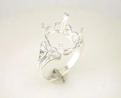 Oval Regalle Solitaire Ring Setting Sterling Silver - Image 1 of 3