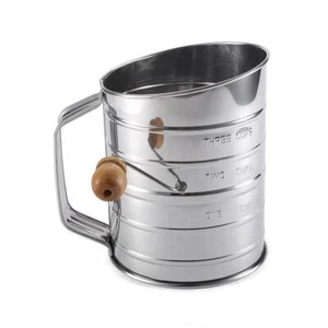 Stainless Steel 3 Cups Flour Sifter for baking | Rotary Hand Crank Powdered...  - Picture 1 of 7