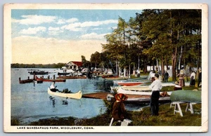 K37/ Middlebury Connecticut Postcard c1910 Lake Quassapaug Park Boats 194 - Picture 1 of 4