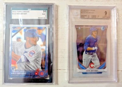 Kris Bryant Graded Lot - 2015 Topps Chrome SGC 96, 2014 Bowman Chrome BGS 9 Cubs - Image 1 of 3