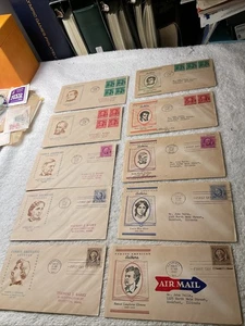 U.S.1940-AMERICAN AUTHORS-TEN (10)-FDC'S-LOT OF 2 COMPL.SETS,SOME SIGNED-#2 - Picture 1 of 11