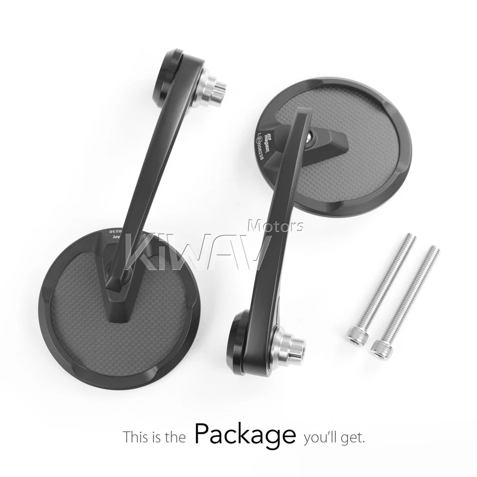 Espejos redondos roscados barra extremo delgado mate fibra de carbono se adapta a Indian Scout Bobber Foto 1 de 4