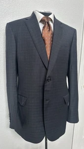Mint $4500 Brioni Two Buttons gray Check Men Jacket 44 Long Made In Italy - Picture 1 of 9