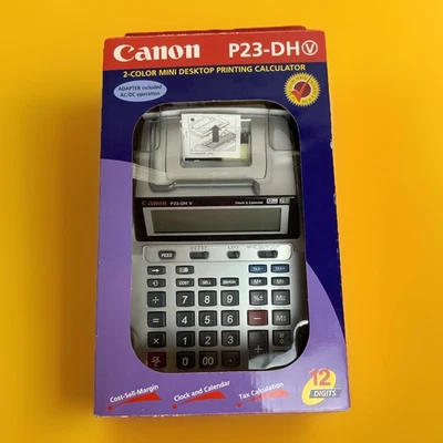 Canon P23-DHV 2-Color Mini Desktop Printing Calculator AC Adapter Included - Image 1 of 4