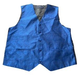 Vintage Pierre Cardin Vest Mens sz Large Blue Paisley V Neck Sleeveless Button - Picture 1 of 13