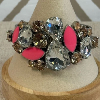 RARO Brazalete Kate Spade Precioso Floral Escarchado Grueso Estrás Bisagras Foto 1 de 4